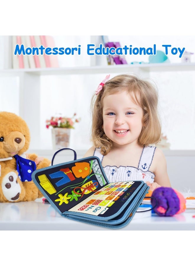 Arabest Toddler Busy Board, 8 In 1 Montessori Toy Busy Book Kid Preschool Developing Sensory Board Baby Educational Learning Activity for Basic Shape Color Flying Airplane Travel Essential Game Gift Ages 1-4 - Image 2